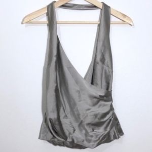 Ann Taylor Silk Gray Halter Top Size 6
